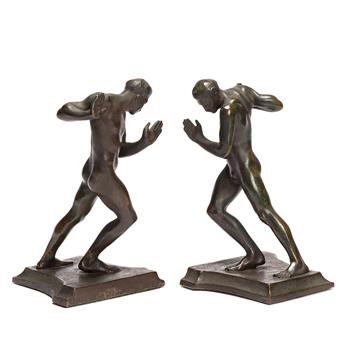 HARRIET WHITNEY FRISHMUTH (1880-1980) Pushing Men Bookends.